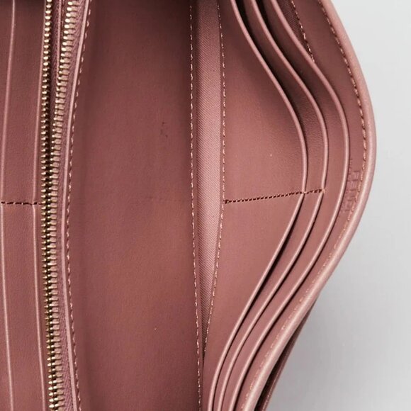 Fendi Dark Pink Studded Leather Continental Wallet On Chain - Picture 6 of 11